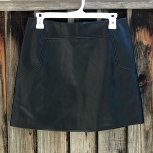 H&M Black Faux Leather Skirt High Wasted Size 8